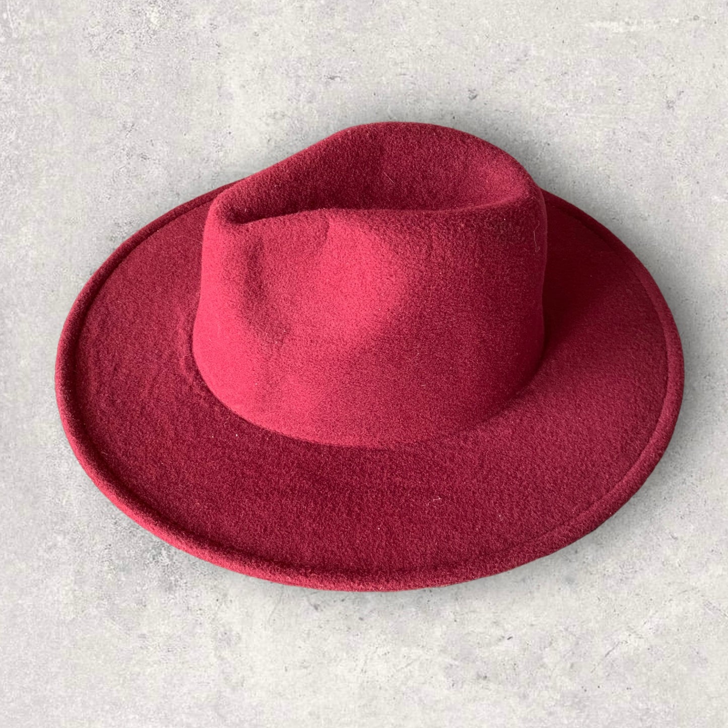 Boardwalk Empire Style Wide Brim Fedora Hat in Wine Red