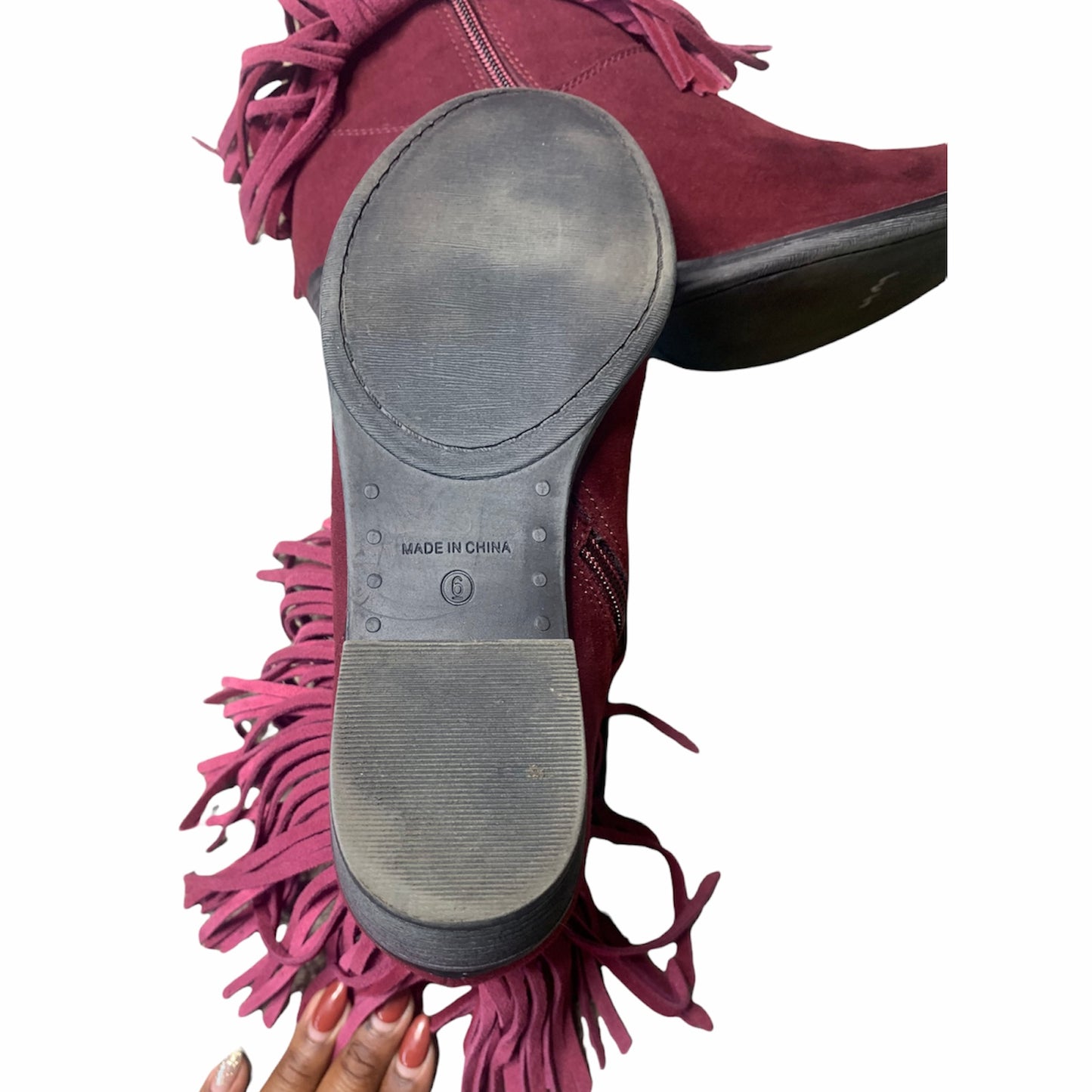 Burgundy Fringe Ankle Booties