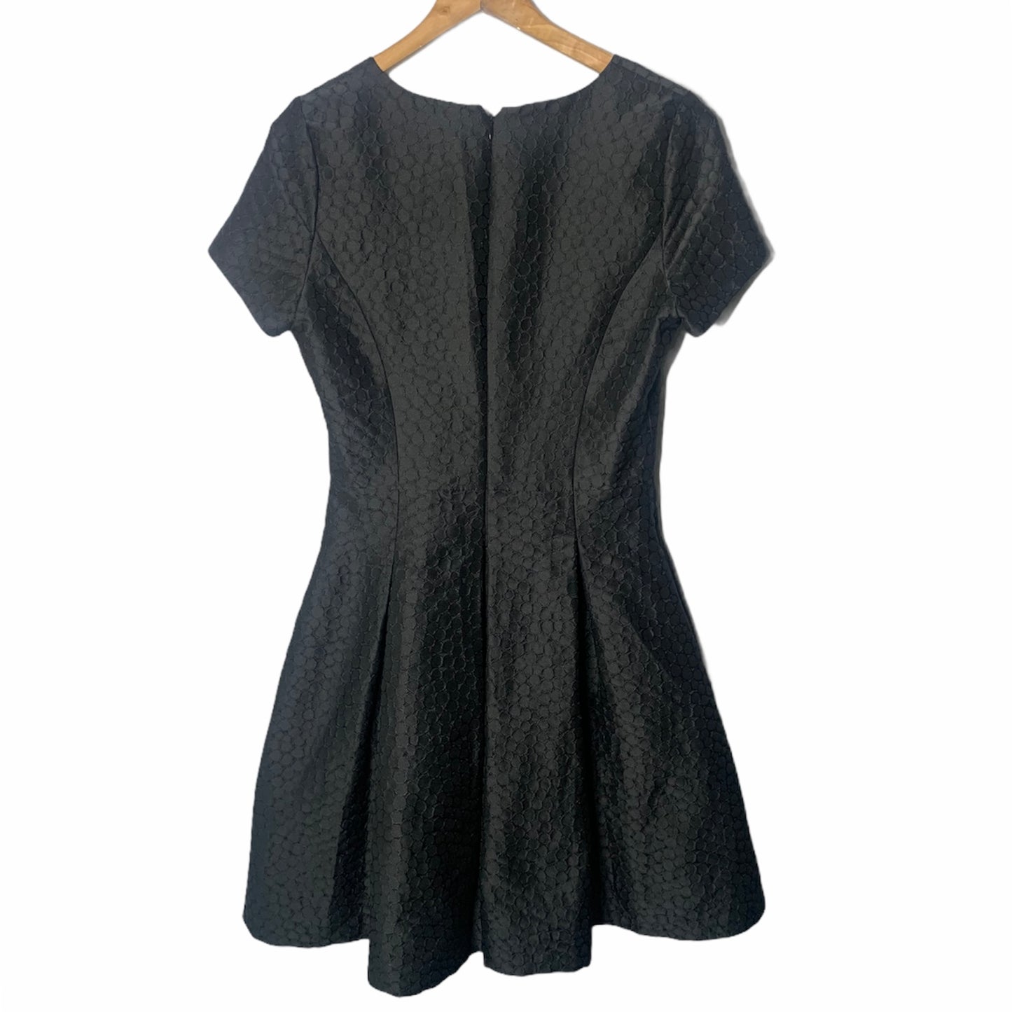 Black Jacquard Dot Flare Dress