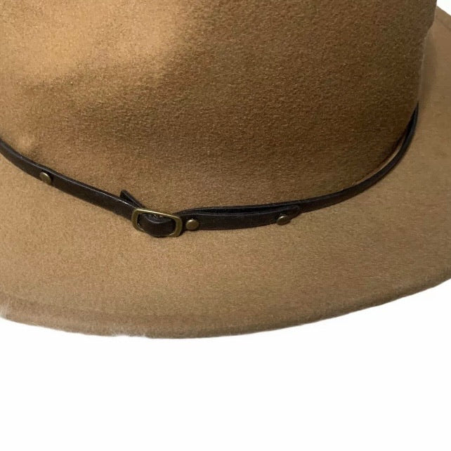 Women's Cinnamon Belted Fedora Hat