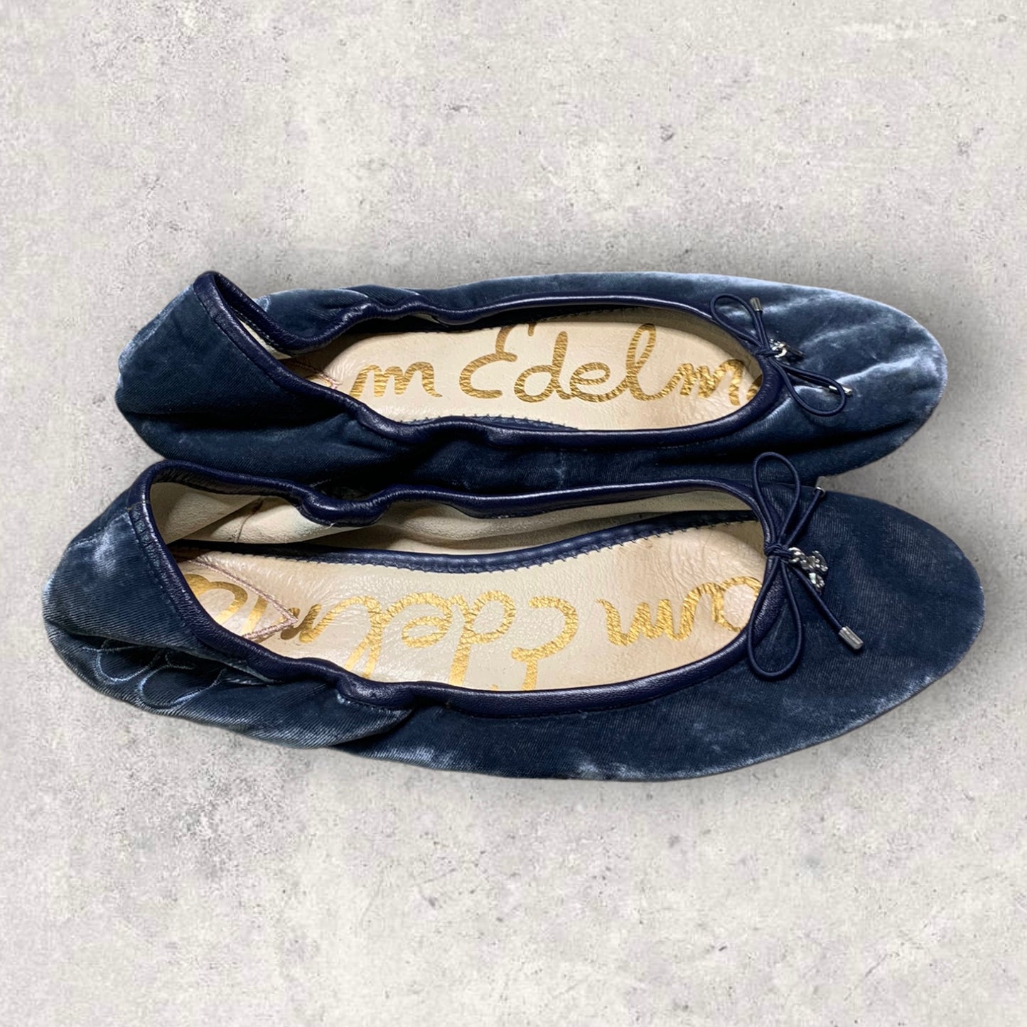 Sam Edelman Felicia Velvet Blue Bow Ballet Flats Women’s Size 11