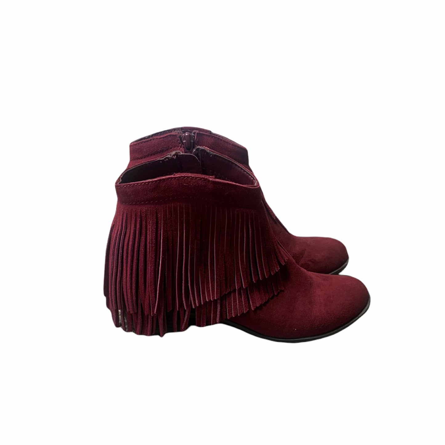 Burgundy Fringe Ankle Booties