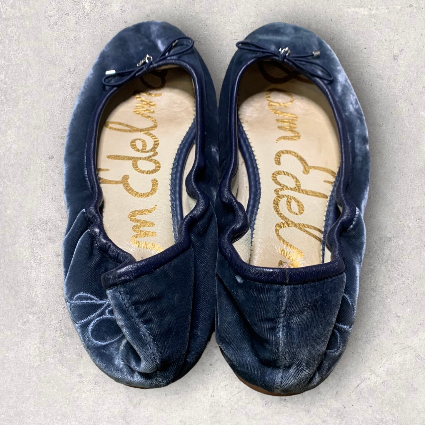Sam Edelman Felicia Velvet Blue Bow Ballet Flats Women’s Size 11