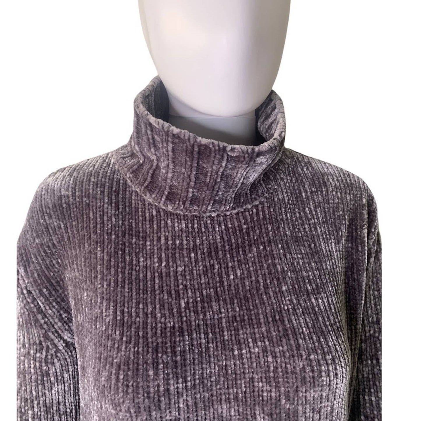 Women's Chenille Gray Turtleneck Sweater Size XS