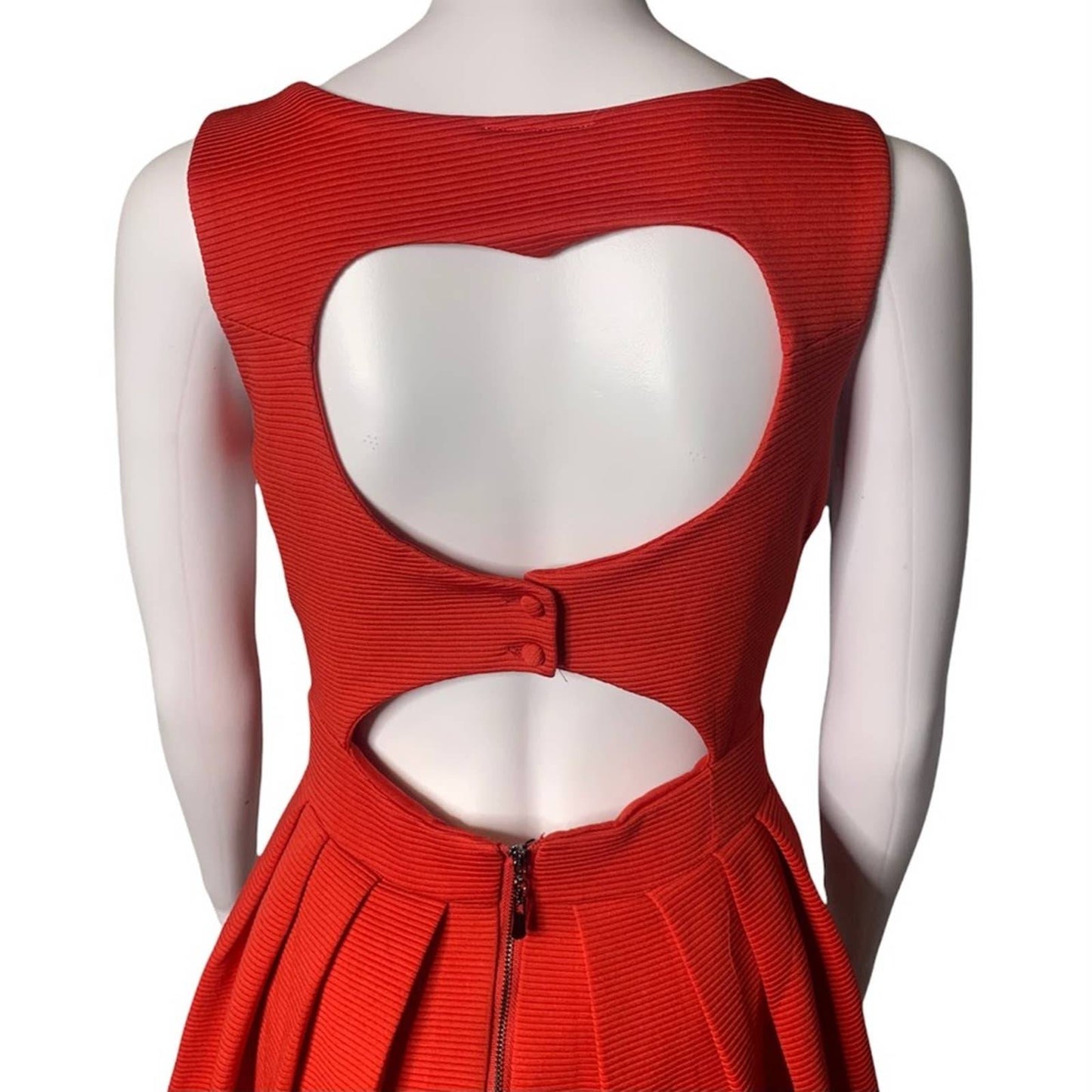 Women's Pleated Front Heat Hollow Back Women’s Red Fit & Flare Dress Size Small