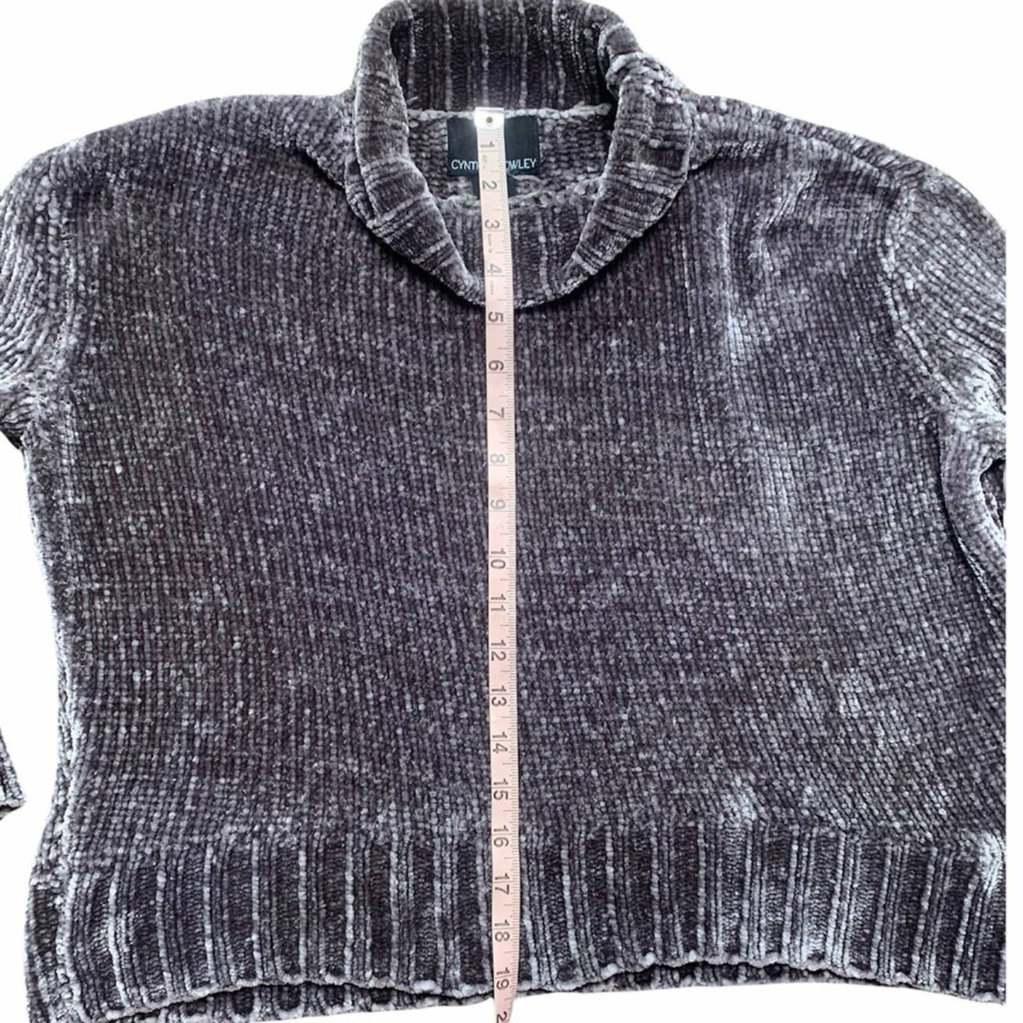 Women's Chenille Gray Turtleneck Sweater Size XS