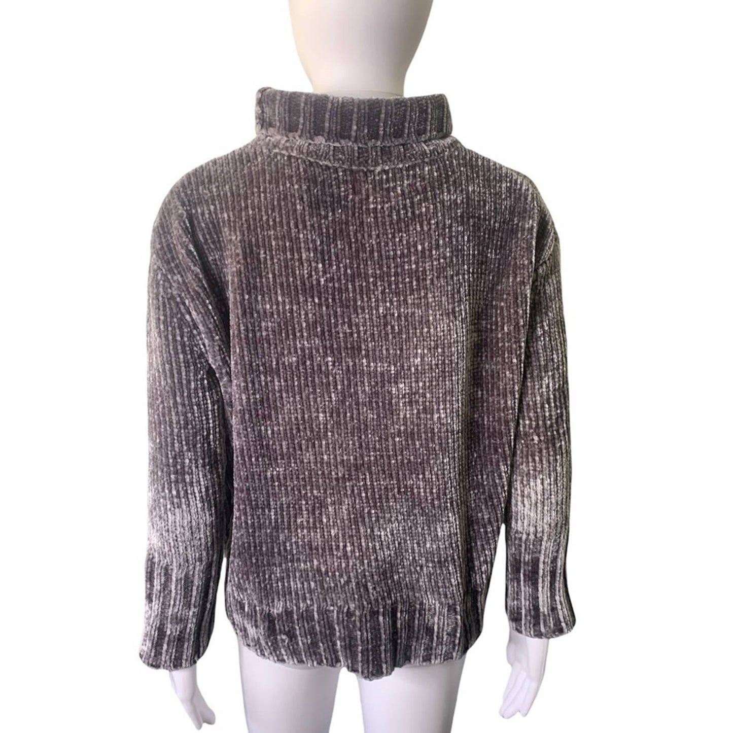 Women's Chenille Gray Turtleneck Sweater Size XS