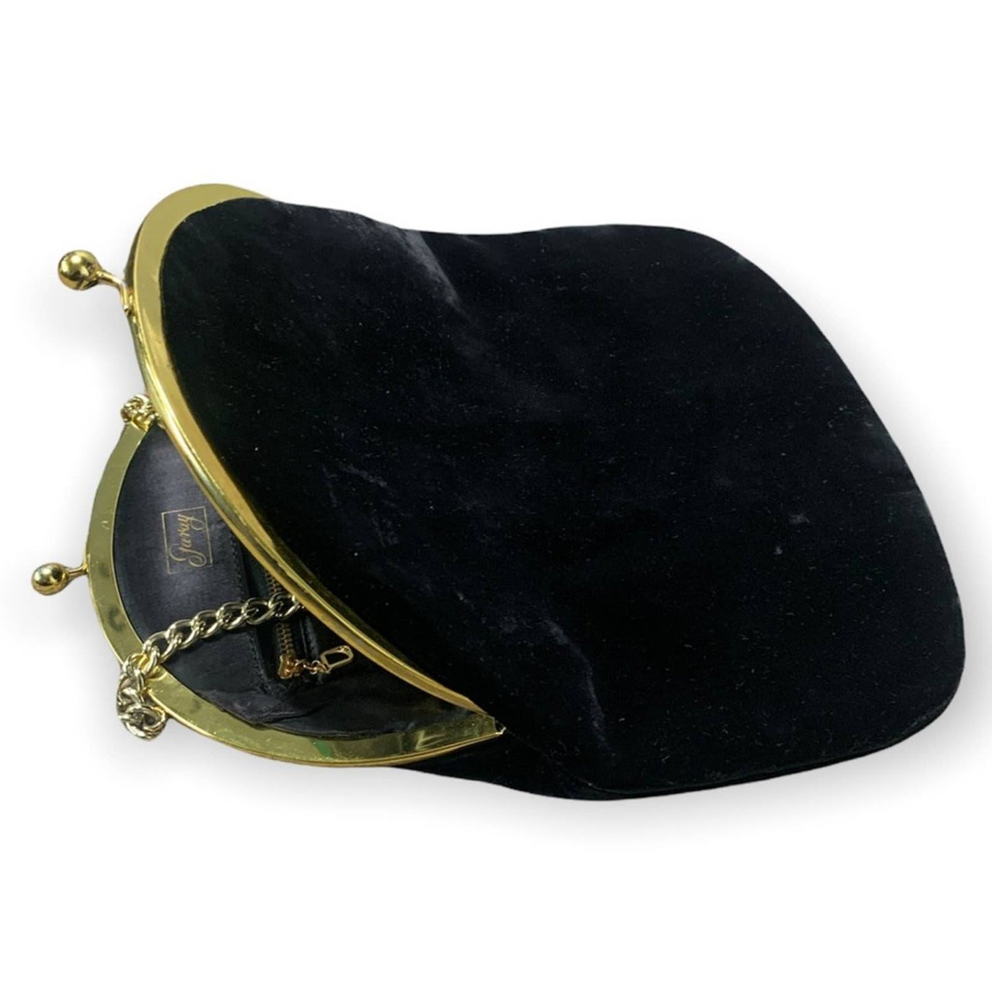 Vintage Paray Black Velvet Gold Chain Coin Purse