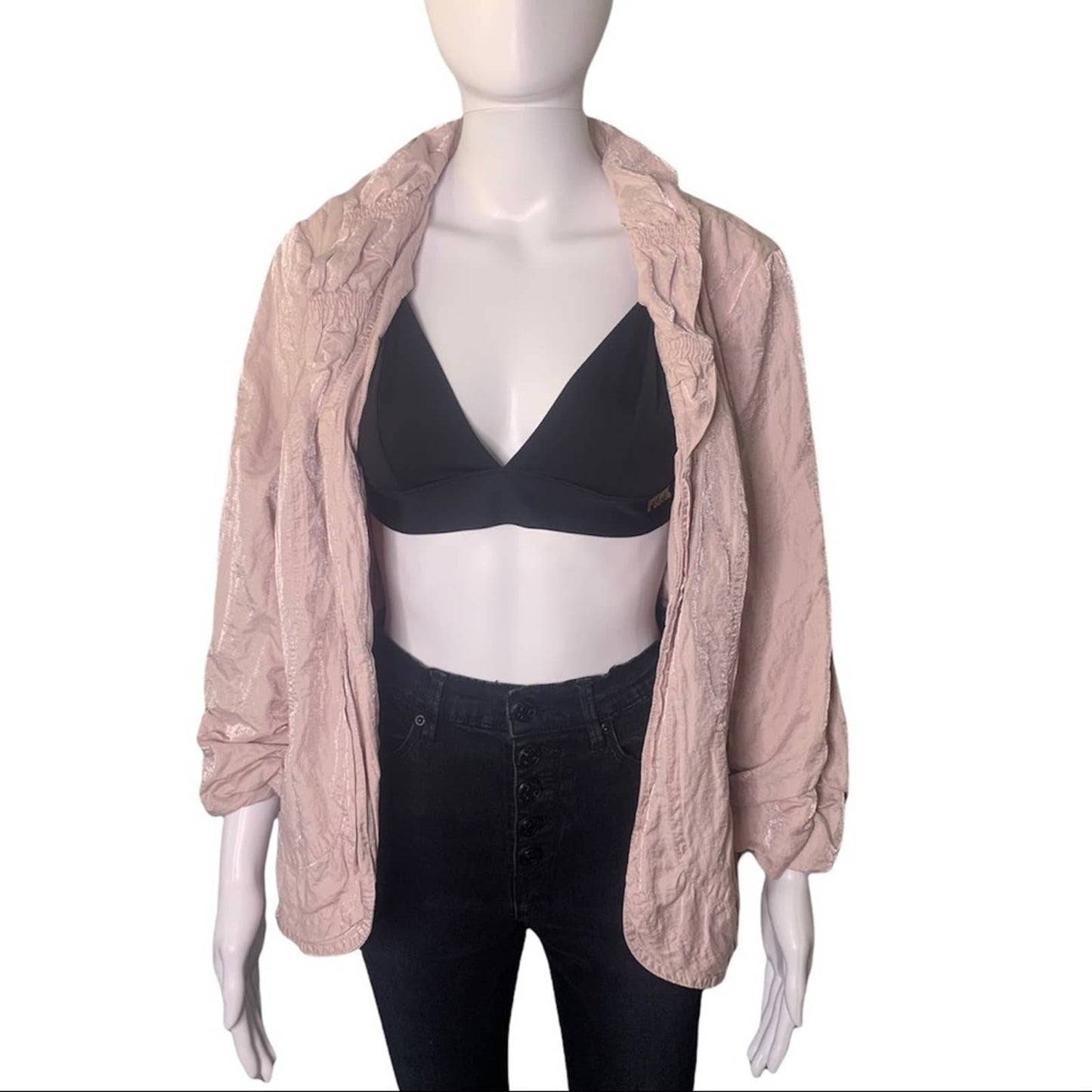 Chico’s Metallic Cringle Women’s Blush Pink Jacket Size Large