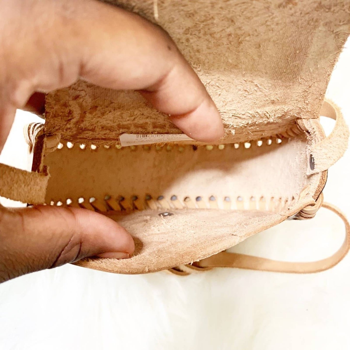 Vintage Handmade Leather Mini Nature Scene Bag