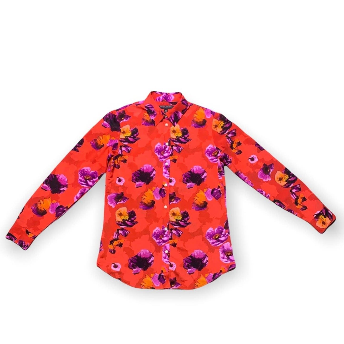Women's Long Sleeve Floral Print Dillon Button Down Blouse Size XS