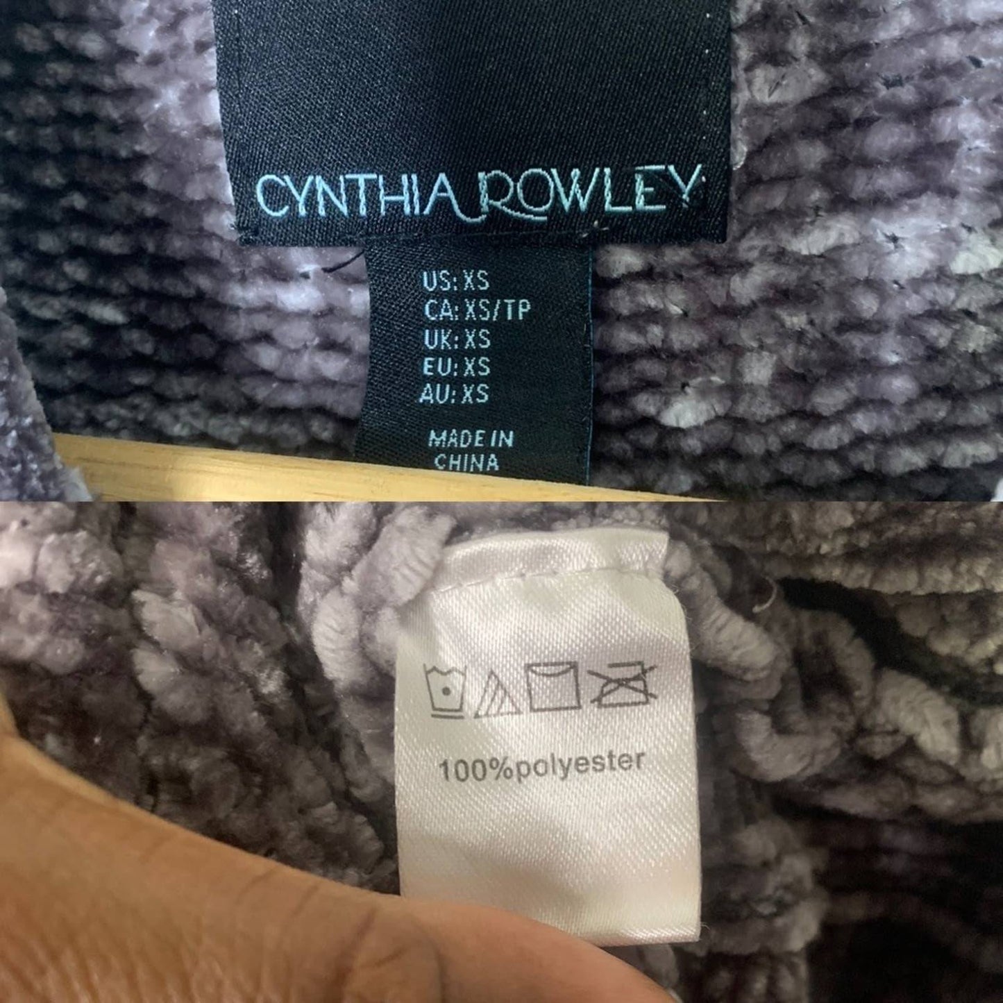 Women's Chenille Gray Turtleneck Sweater Size XS