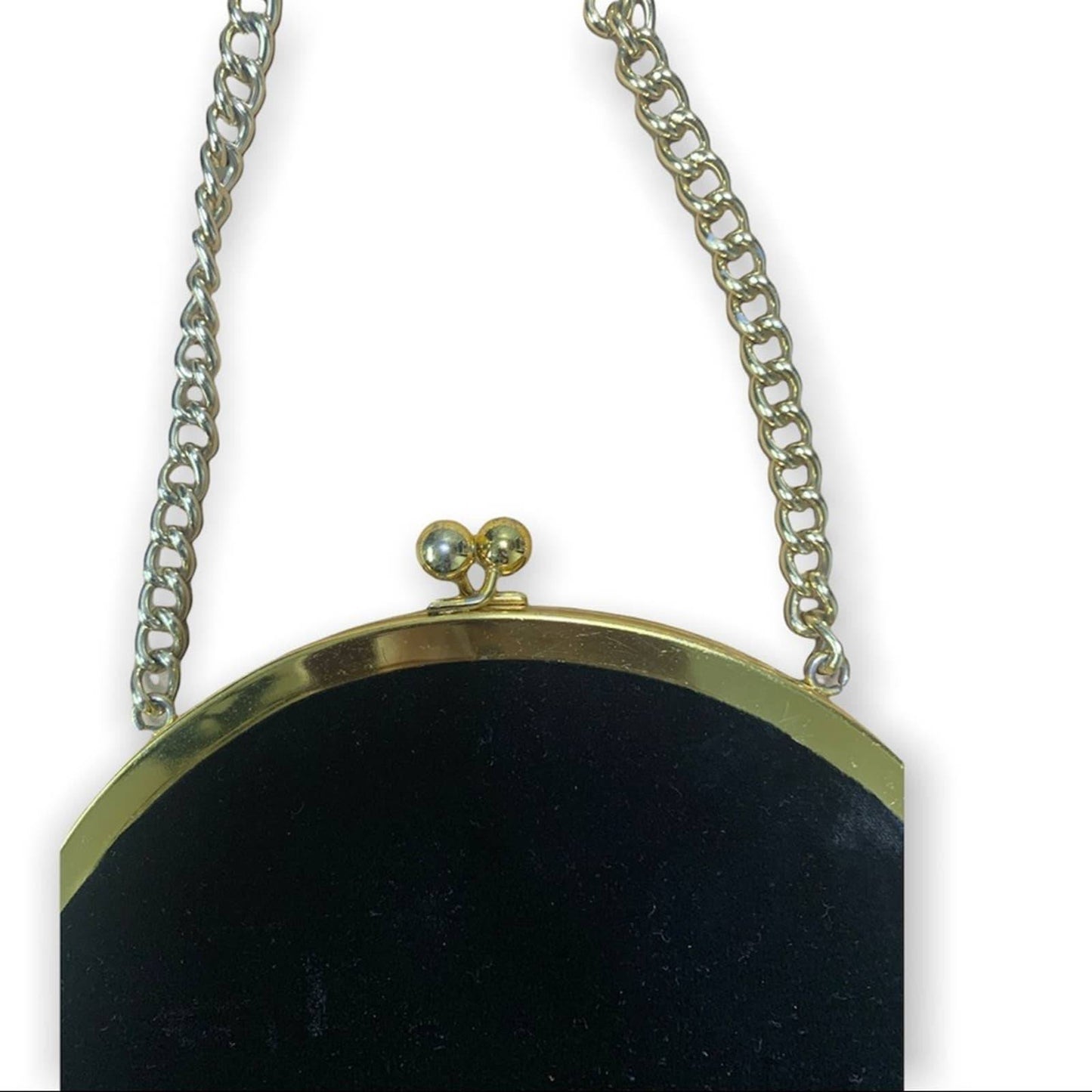 Vintage Paray Black Velvet Gold Chain Coin Purse