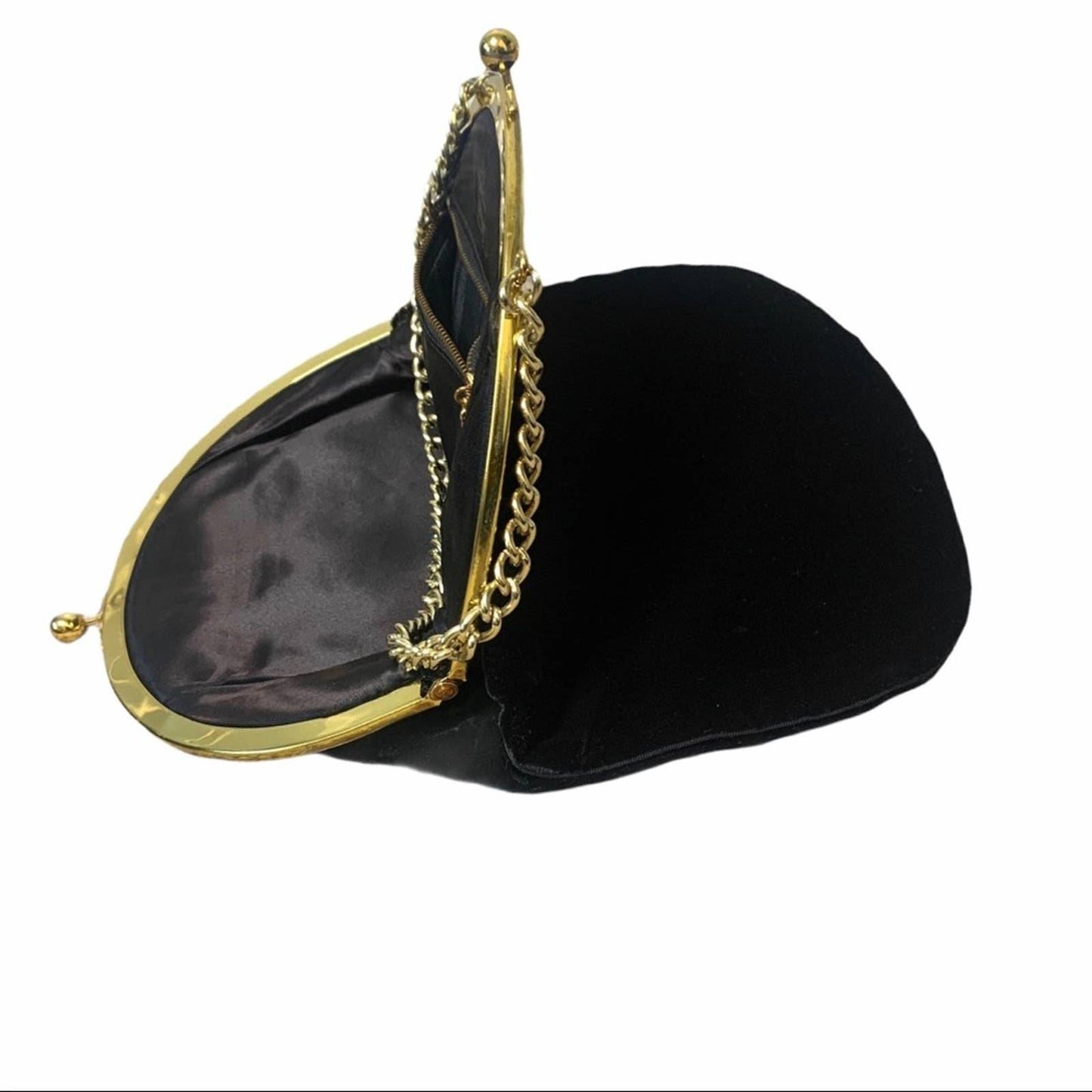 Vintage Paray Black Velvet Gold Chain Coin Purse