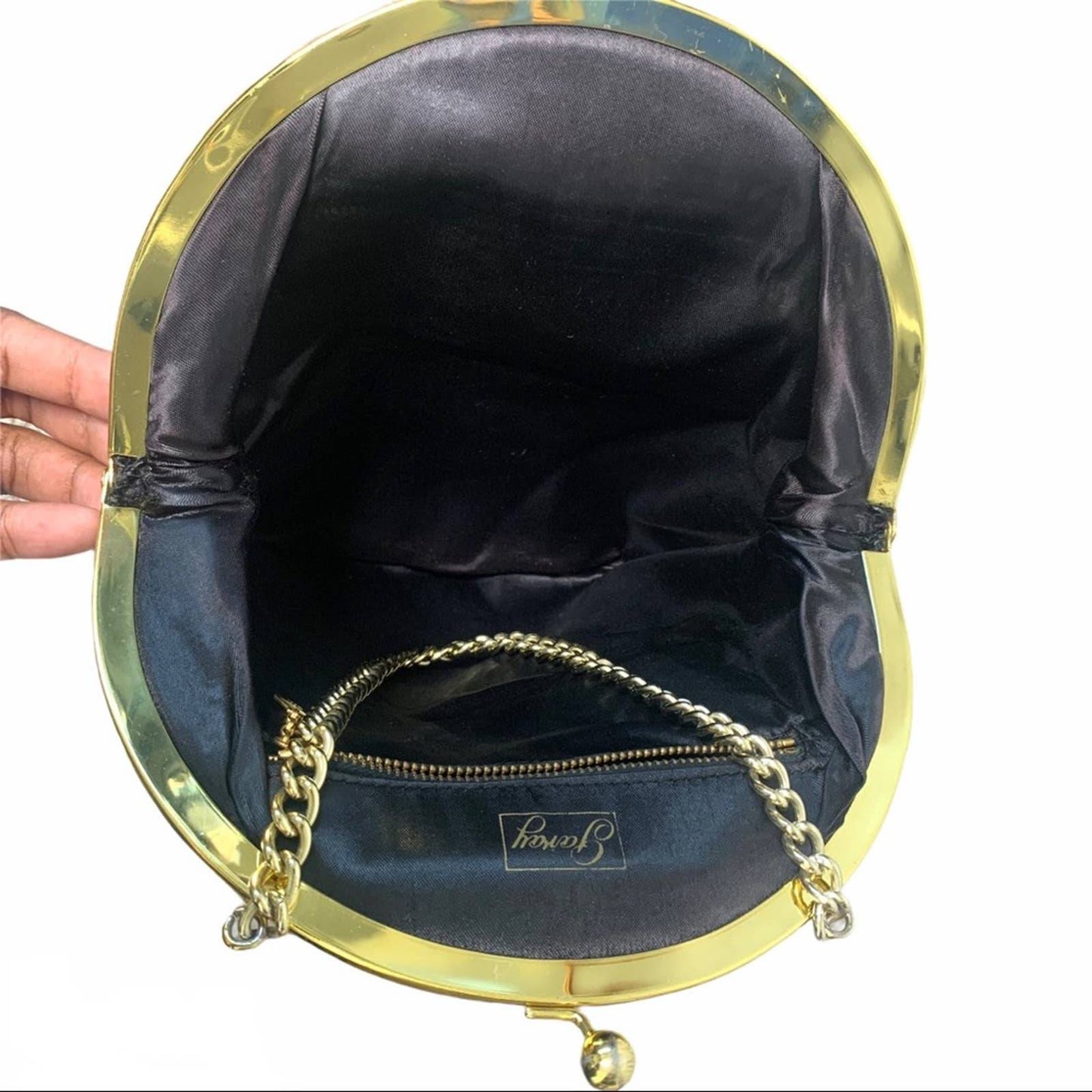Vintage Paray Black Velvet Gold Chain Coin Purse