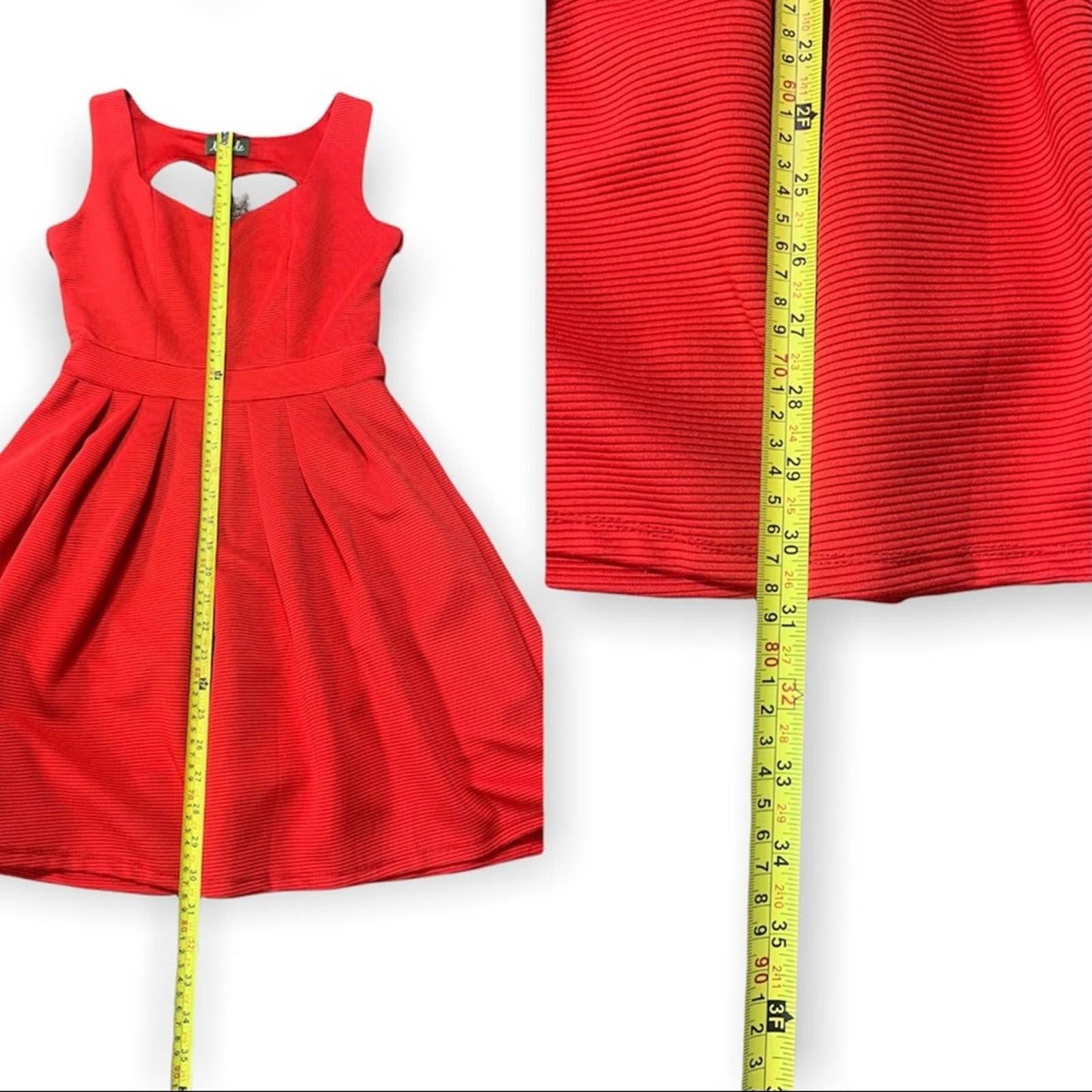 Women's Pleated Front Heat Hollow Back Women’s Red Fit & Flare Dress Size Small