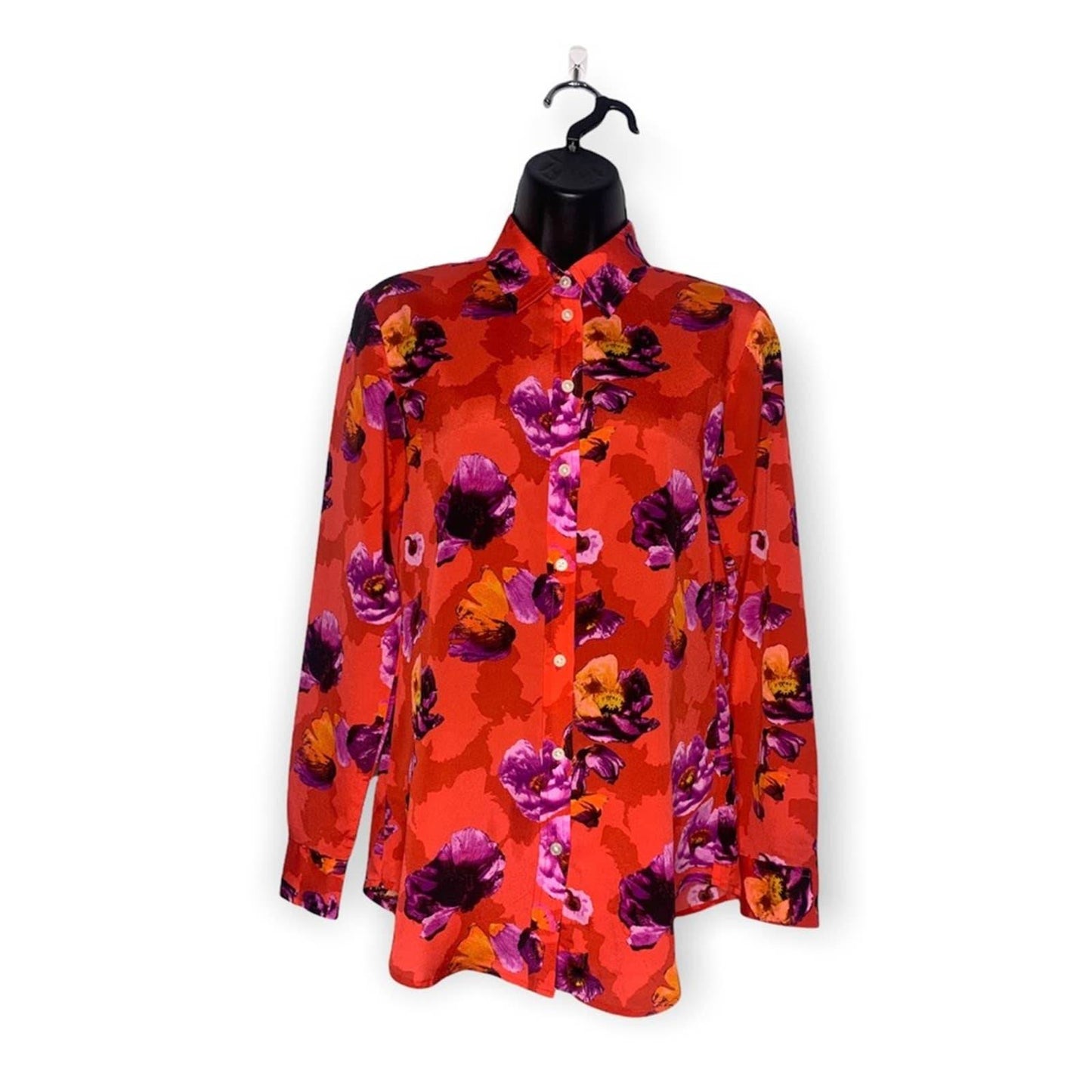 Women's Long Sleeve Floral Print Dillon Button Down Blouse Size XS