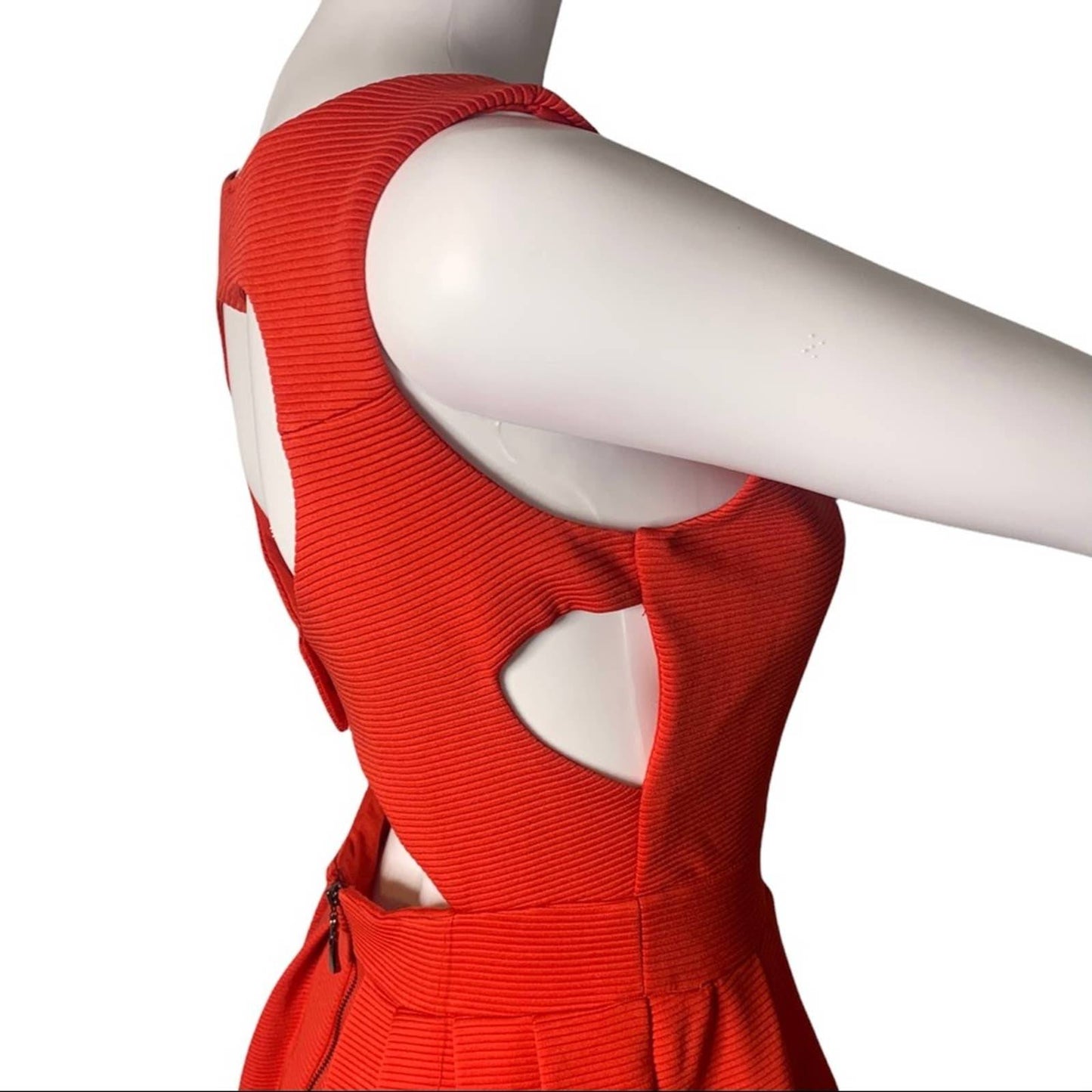 Women's Pleated Front Heat Hollow Back Women’s Red Fit & Flare Dress Size Small