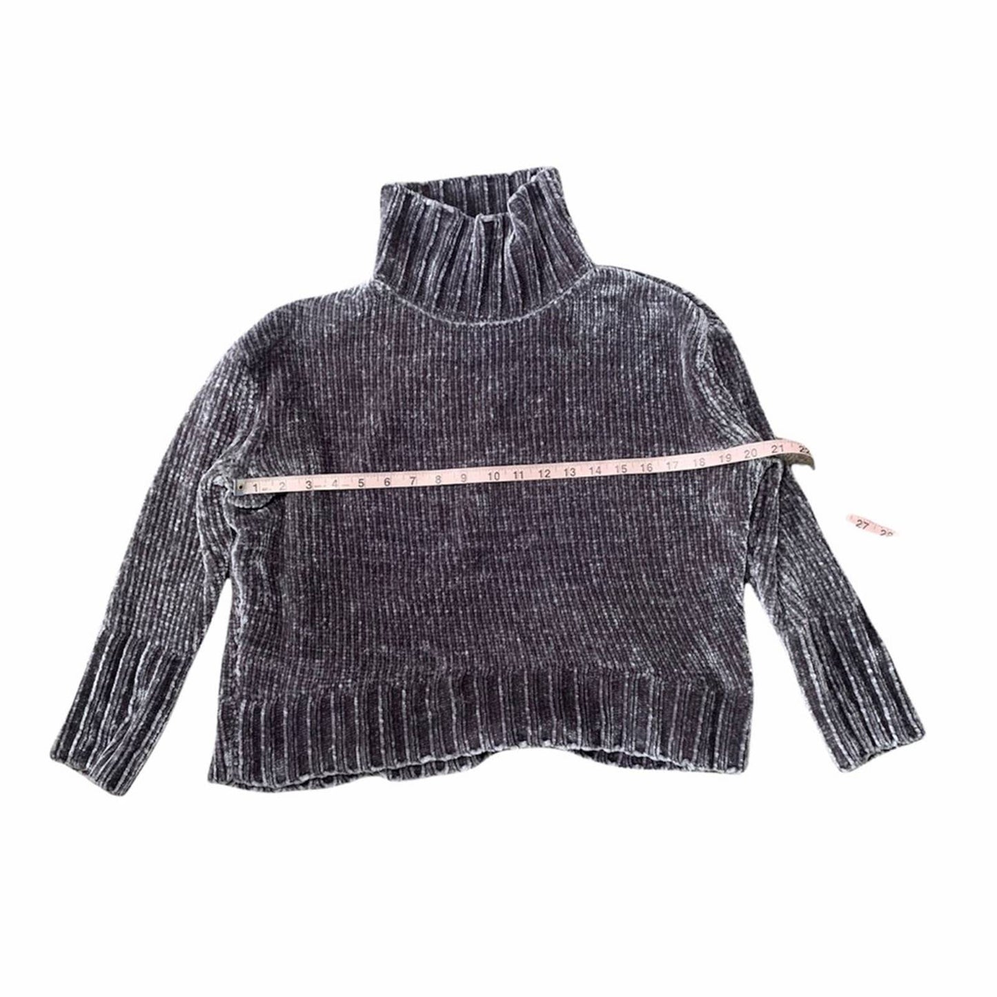 Women's Chenille Gray Turtleneck Sweater Size XS