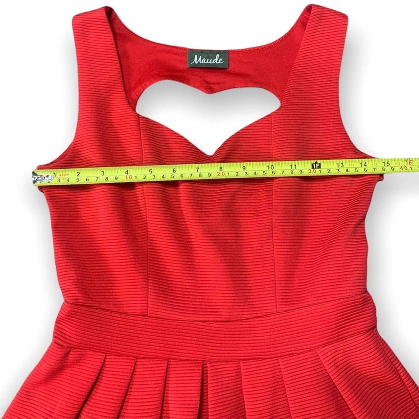 Women's Pleated Front Heat Hollow Back Women’s Red Fit & Flare Dress Size Small