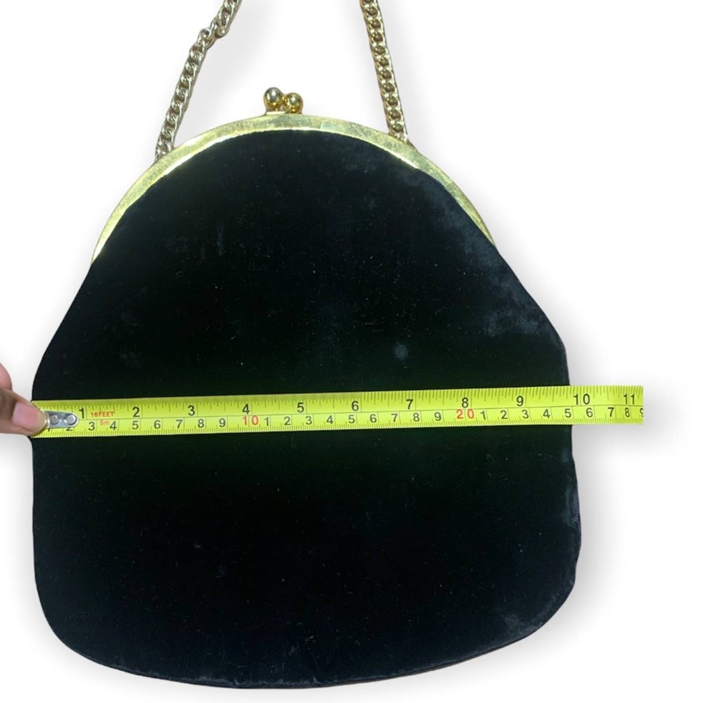 Vintage Paray Black Velvet Gold Chain Coin Purse