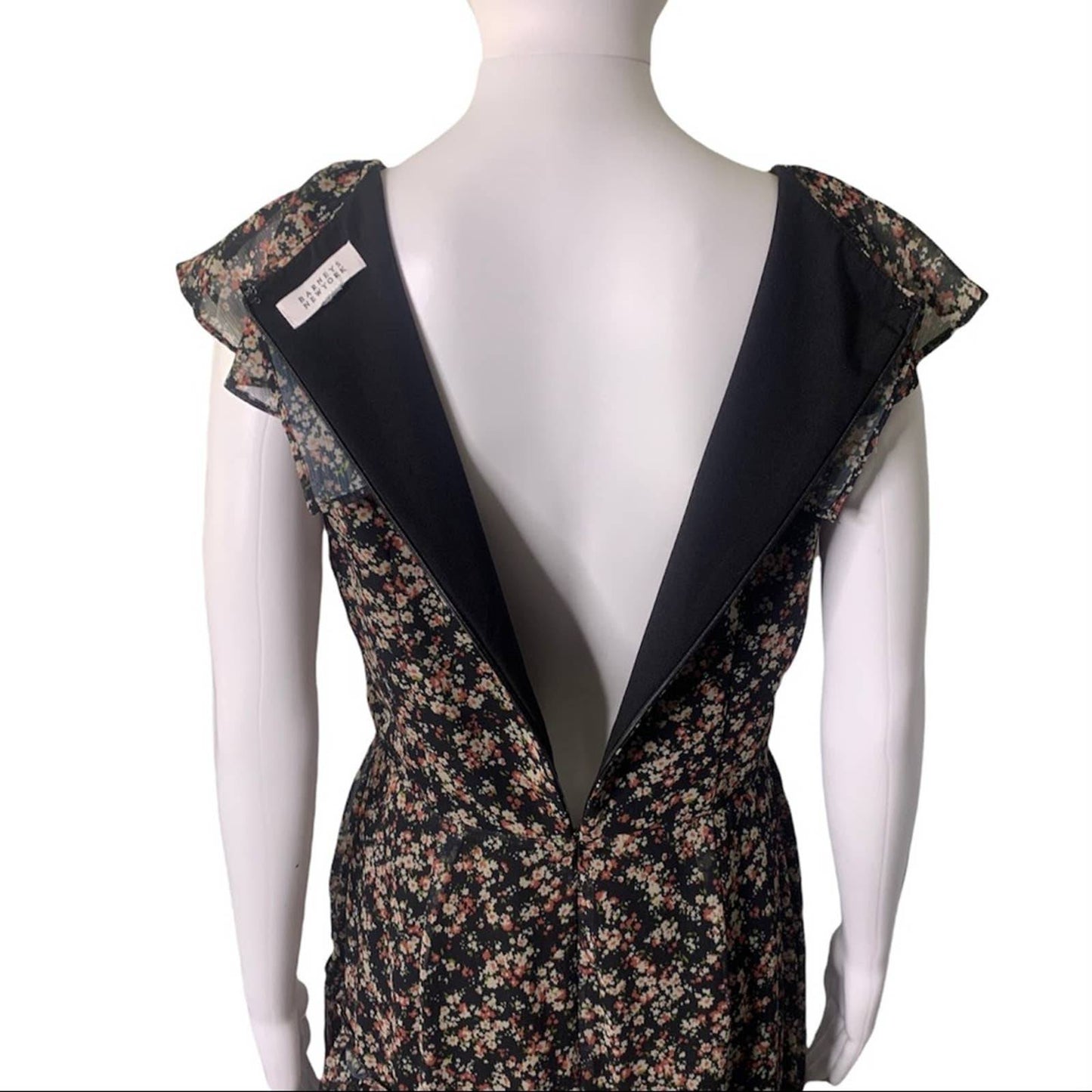 Women's Floral Print Ruffle Sleeve Asymmetrical Hem Dress Size Small