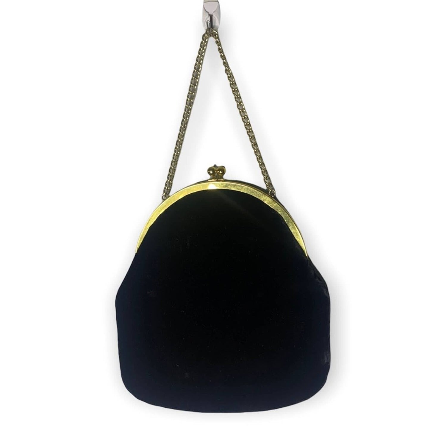 Vintage Paray Black Velvet Gold Chain Coin Purse