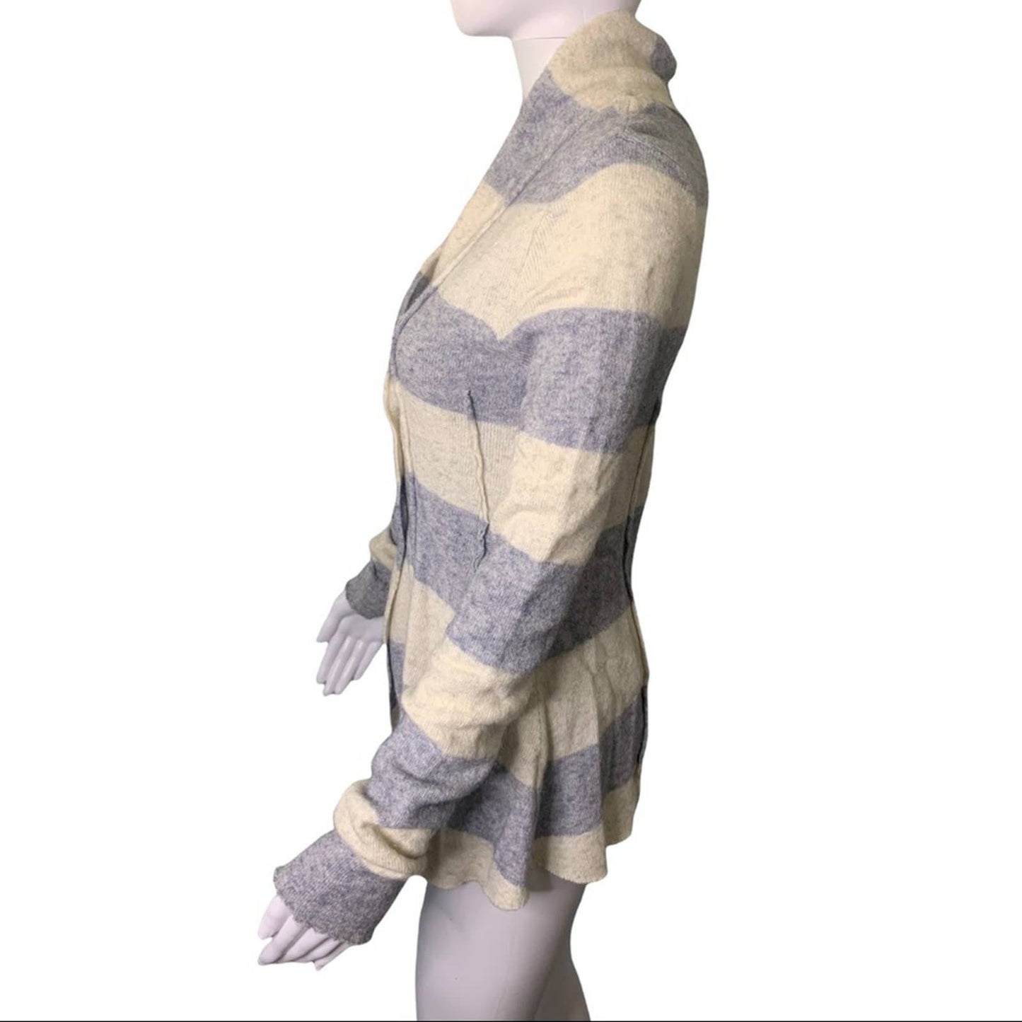 Women's Seamed Wool Blend Button Front Gray & White Cardigan Size XS
