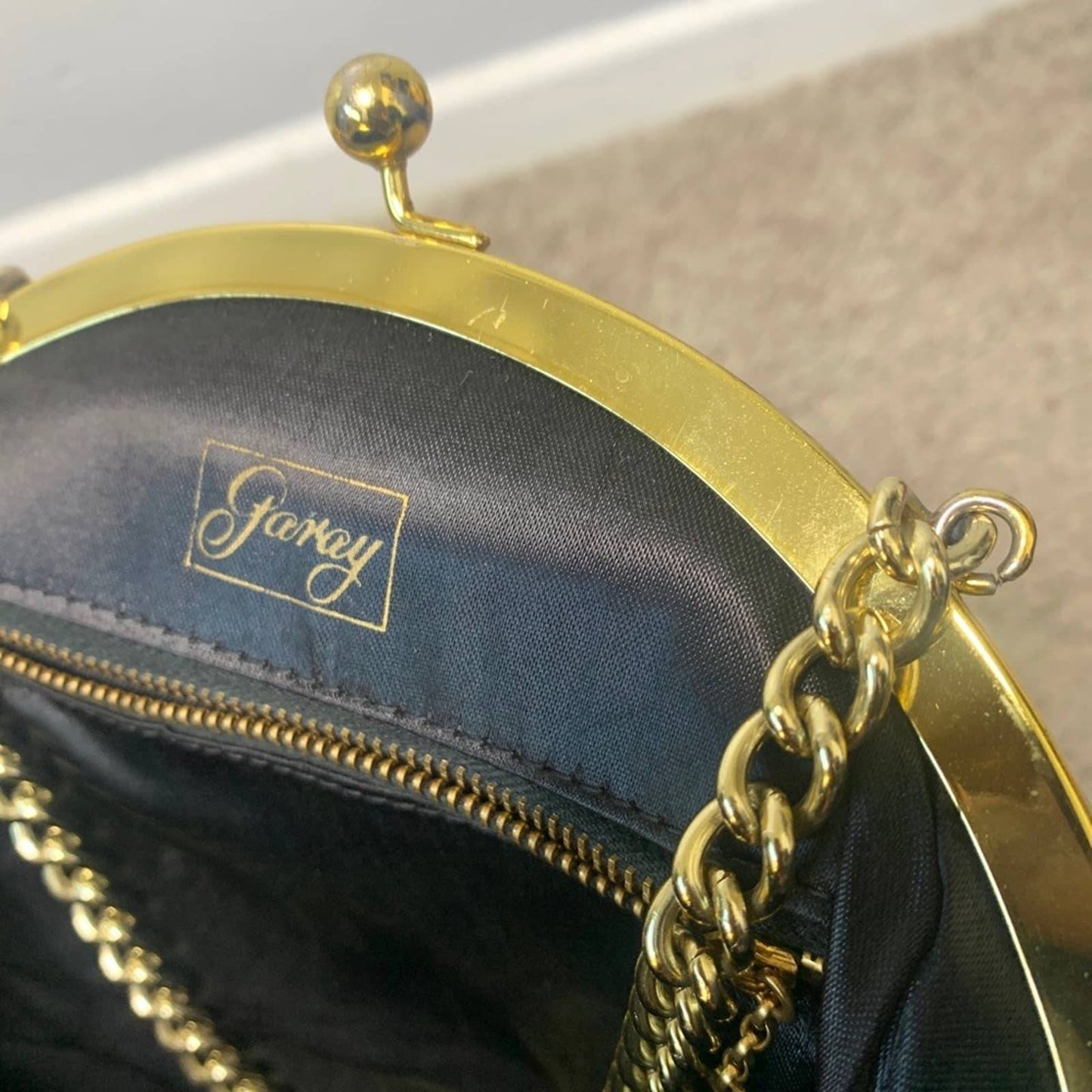 Vintage Paray Black Velvet Gold Chain Coin Purse