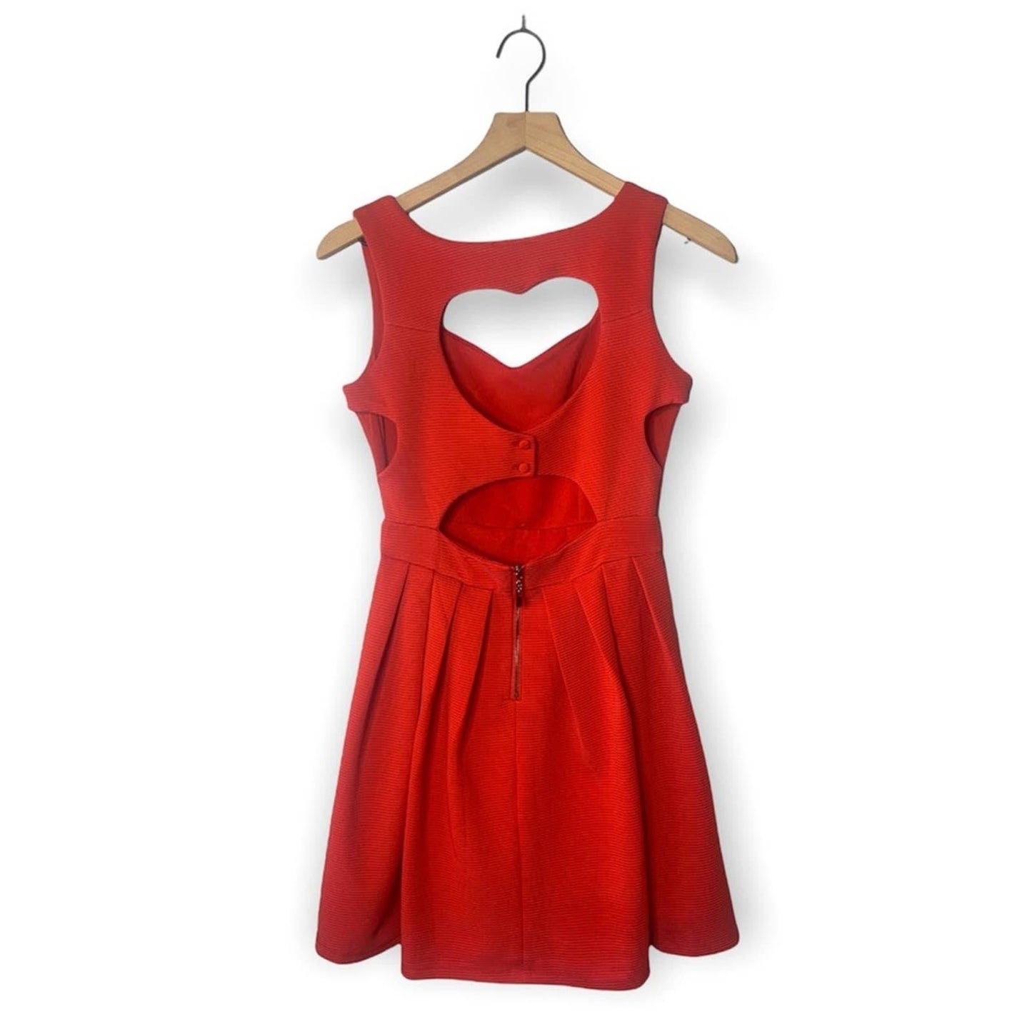 Women's Pleated Front Heat Hollow Back Women’s Red Fit & Flare Dress Size Small