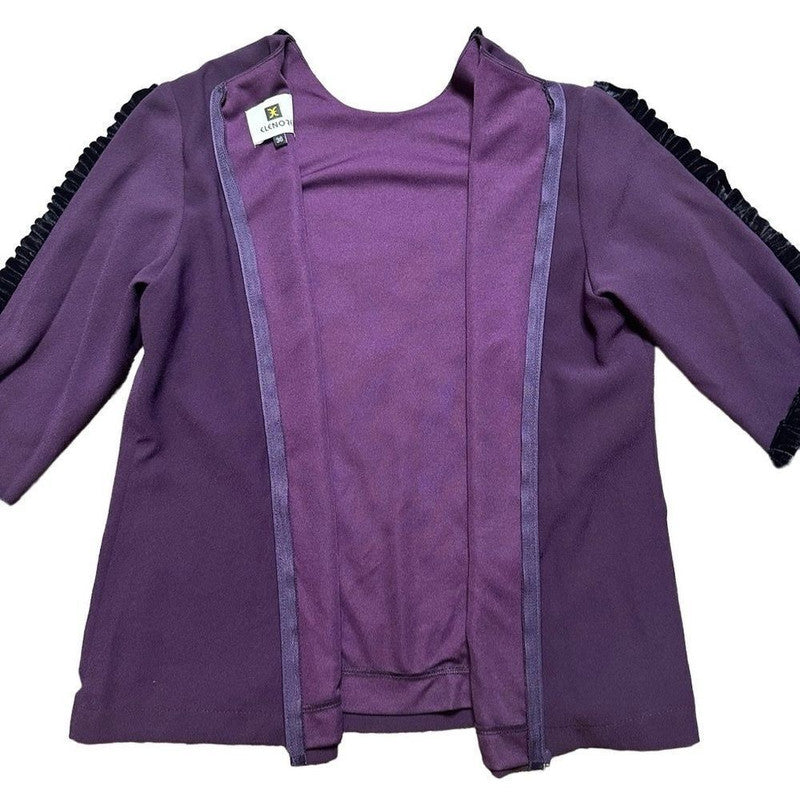Elenore Blouse Women's Small Vintage 90s Ruffle Trim Raglan Purple Elegant Top
