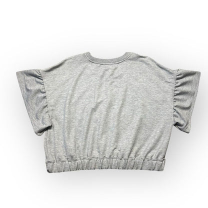 Dkny Cropped Sweater Womens XL Gray Short Sleeve Cozy Loungewear Minimalist