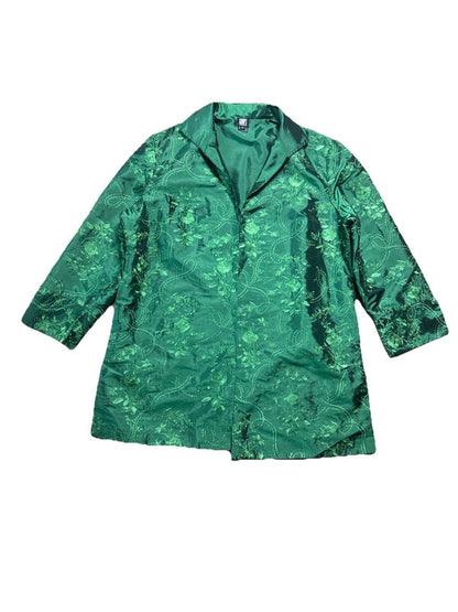 Vintage Gump’s San Francisco Jacket Women XL Brocade Satin Green Theater Fashion