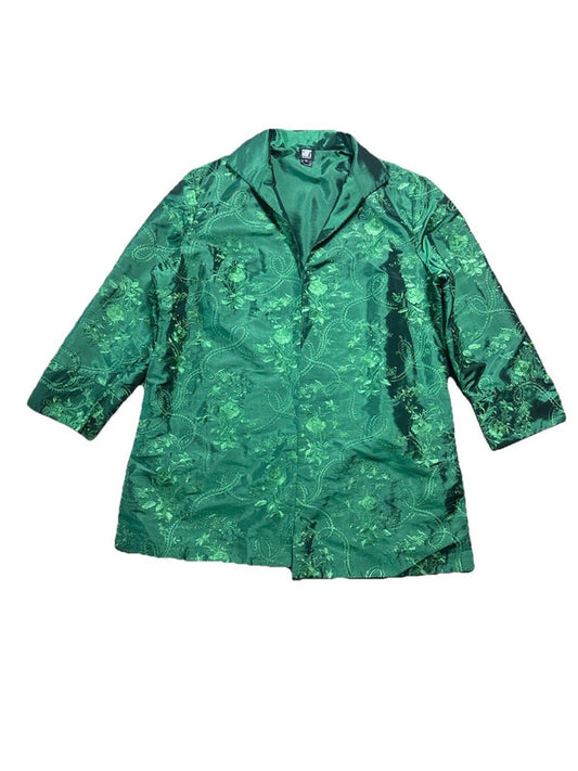 Vintage Gump’s San Francisco Jacket Women XL Brocade Satin Green Theater Fashion