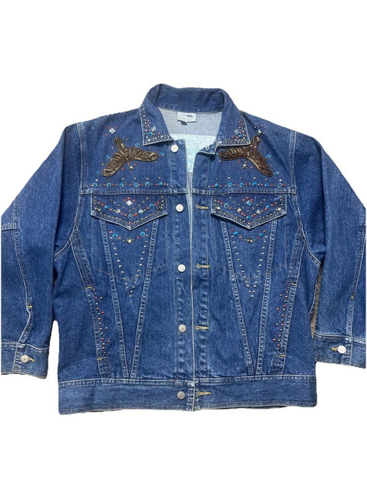 Vintage Freego Western Denim Jacket Women’s Medium Cowgirl Rhinestone Americana