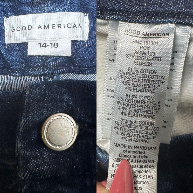 Good American Good Icon Jeans Women’s 18 Straight Leg Dark Wash Denim Blue224