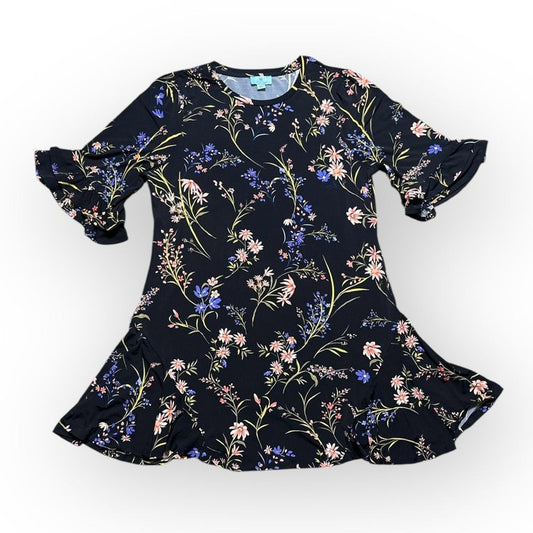 CeCe Dress Women's XL Garden Floral Ruffle Stretchy Jersey Knit Flowy Fit