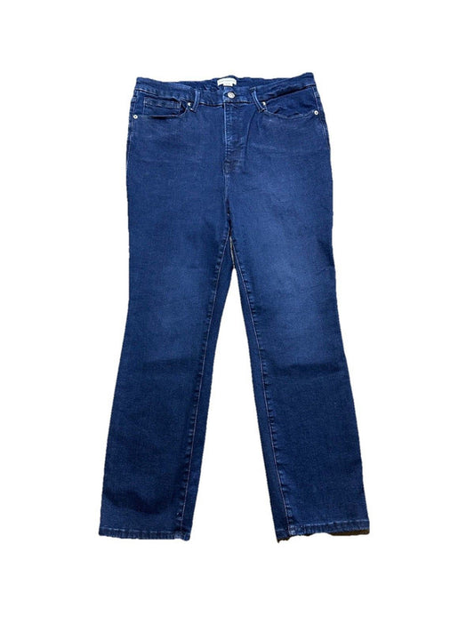 Good American Good Icon Jeans Women’s 18 Straight Leg Dark Wash Denim Blue224