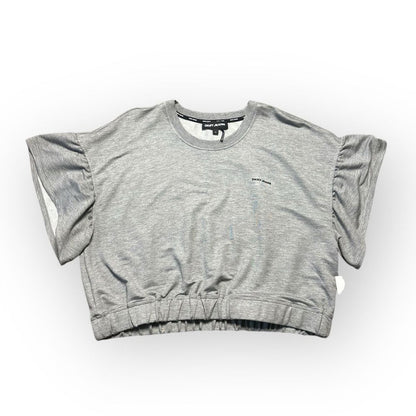 Dkny Cropped Sweater Womens XL Gray Short Sleeve Cozy Loungewear Minimalist