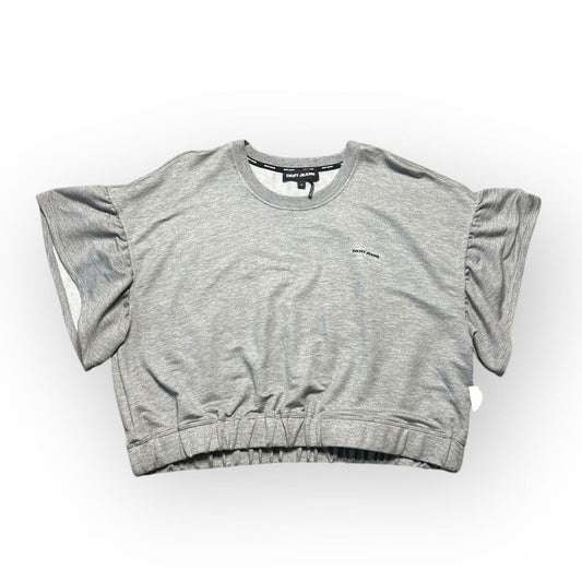 Dkny Cropped Sweater Womens XL Gray Short Sleeve Cozy Loungewear Minimalist