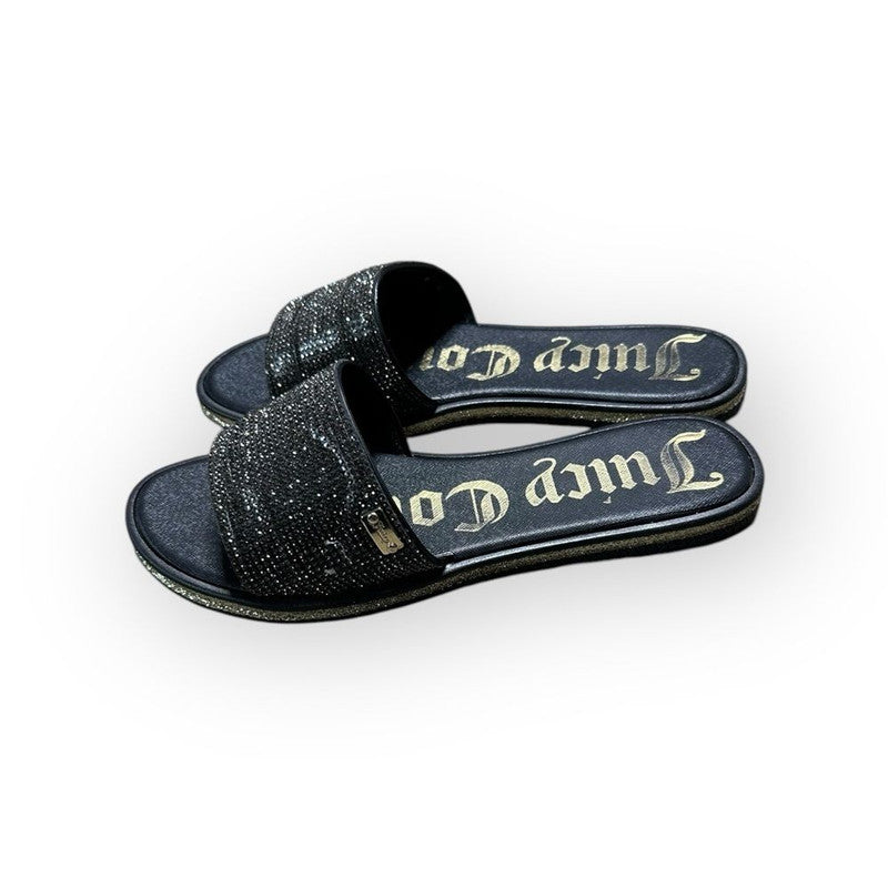 Juicy Couture Yummy Slides Womens 10 Silver Beaded Flats