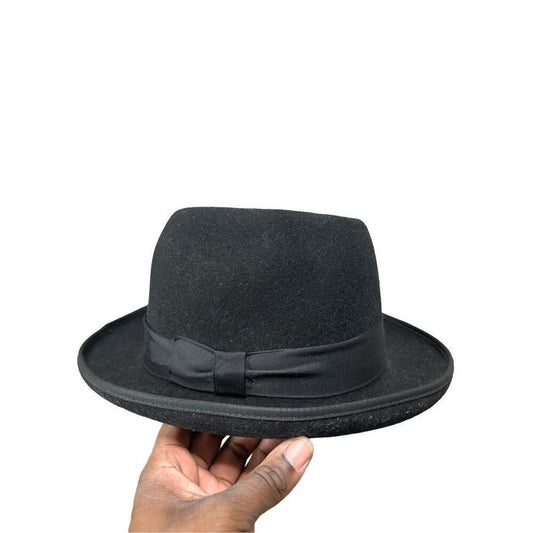 Vintage Bianchi Cappelli Hat Wool Felt Homburg Black Classic Formal Top Hat
