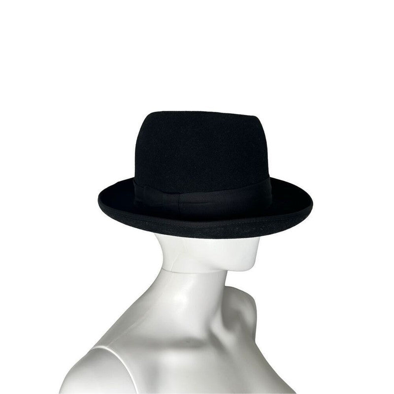 Vintage Bianchi Cappelli Hat Wool Felt Homburg Black Classic Formal Top Hat