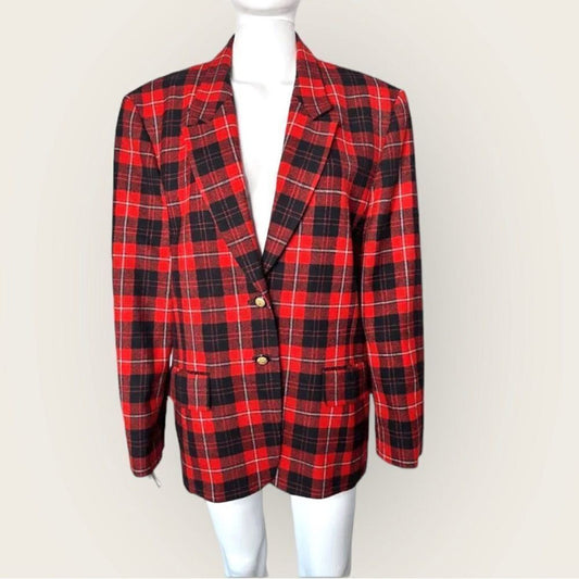 Vintage Pendleton Blazer Women’s 16 Virgin Wool Cunningham Plaid Jacket Academia