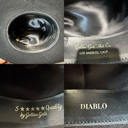 Vintage Golden Gate Hat Co Diablo Rancher Cowboy Black Felt Rodeo Western Hat