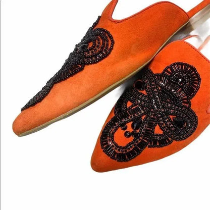 Topshop Embellished Orange Mule Slides