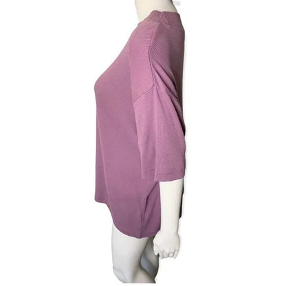 Vintage Crazy Horse Ribbed High Neck Lilac Short Sleeve Top