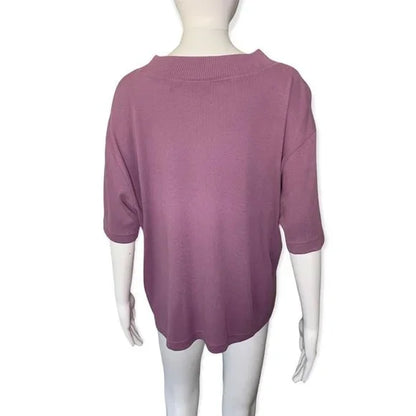 Vintage Crazy Horse Ribbed High Neck Lilac Short Sleeve Top