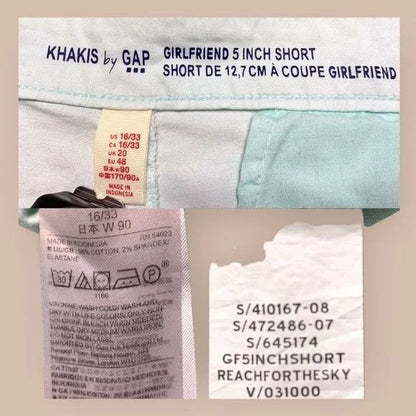Gap Sorbet Mint Green 5 Inch Girlfriend Khakis Shorts Women’s Size 16