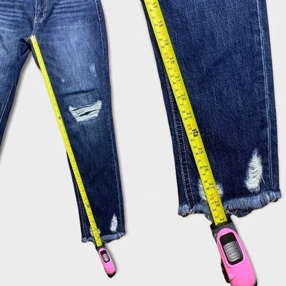 KanCan Distressed Shark Hem Boyfriend Jeans Women's Size 25